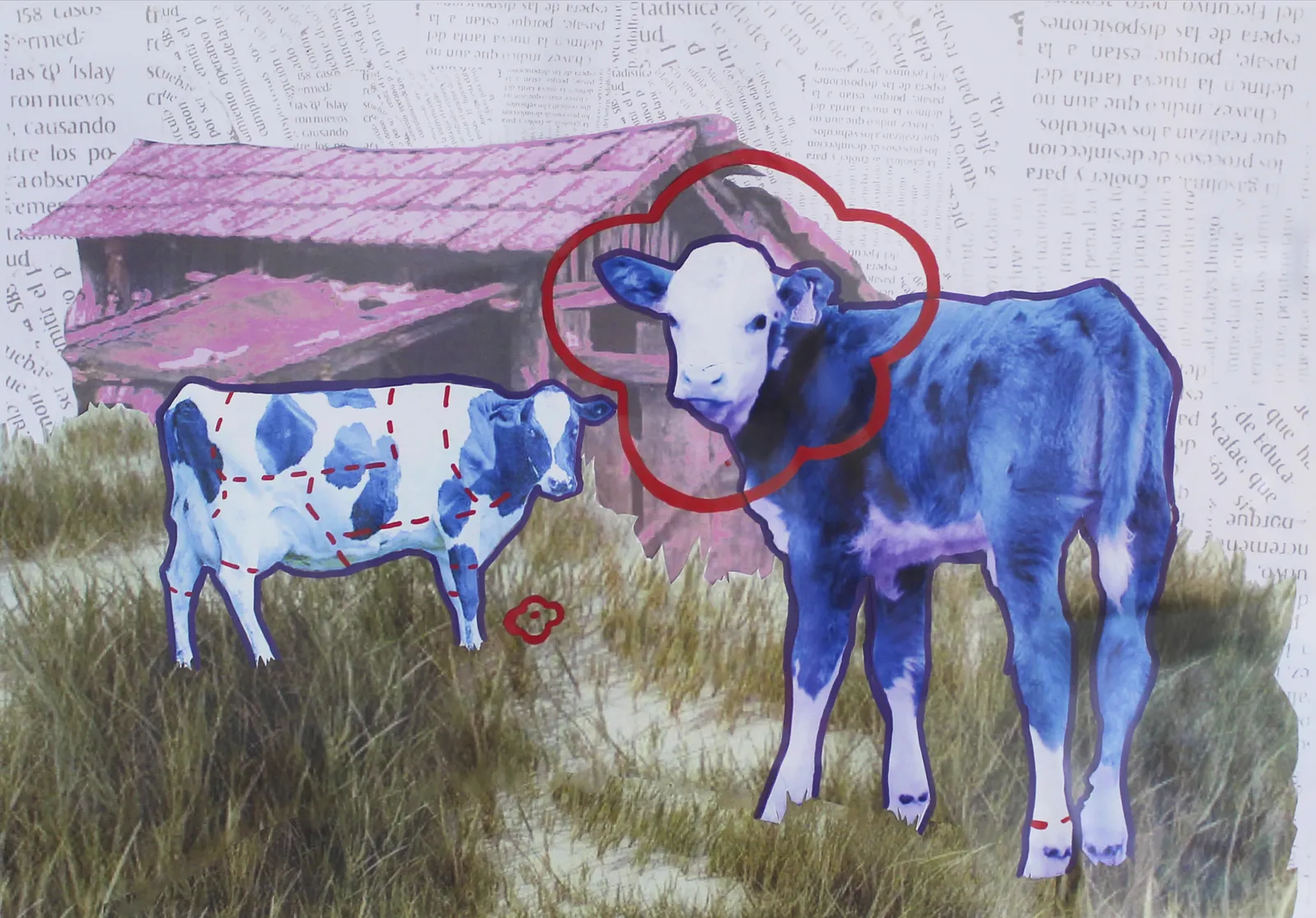Image of Generation by Alina Sladkovska, size: 50/70, made of collage and acrylic markers, Graphics medium, from Kyiv, part of the Collage series Photo 2 of 2.